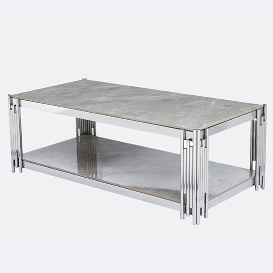 Read more about Bastia sintered stone coffee table in grey with chrome frame