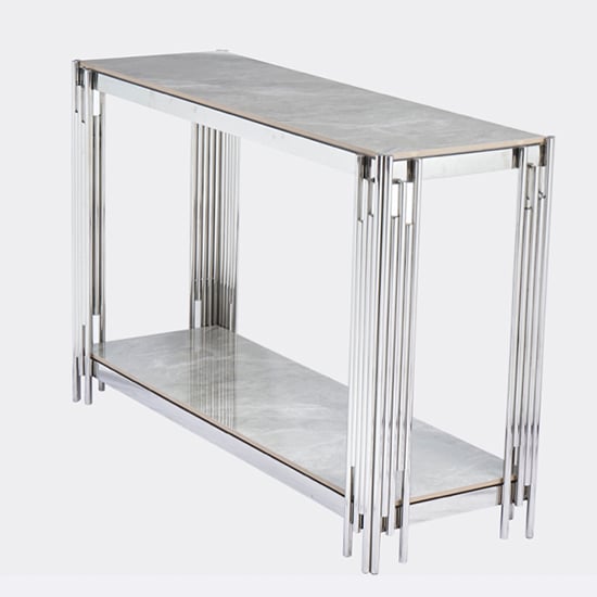 Read more about Bastia sintered stone console table in grey with chrome frame
