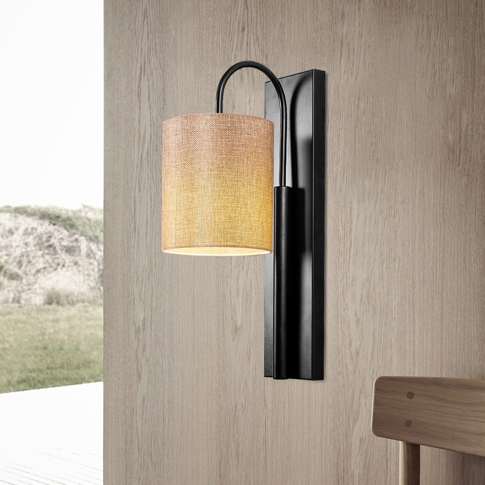 Baston Metal Wall Lamp in Black and Cream