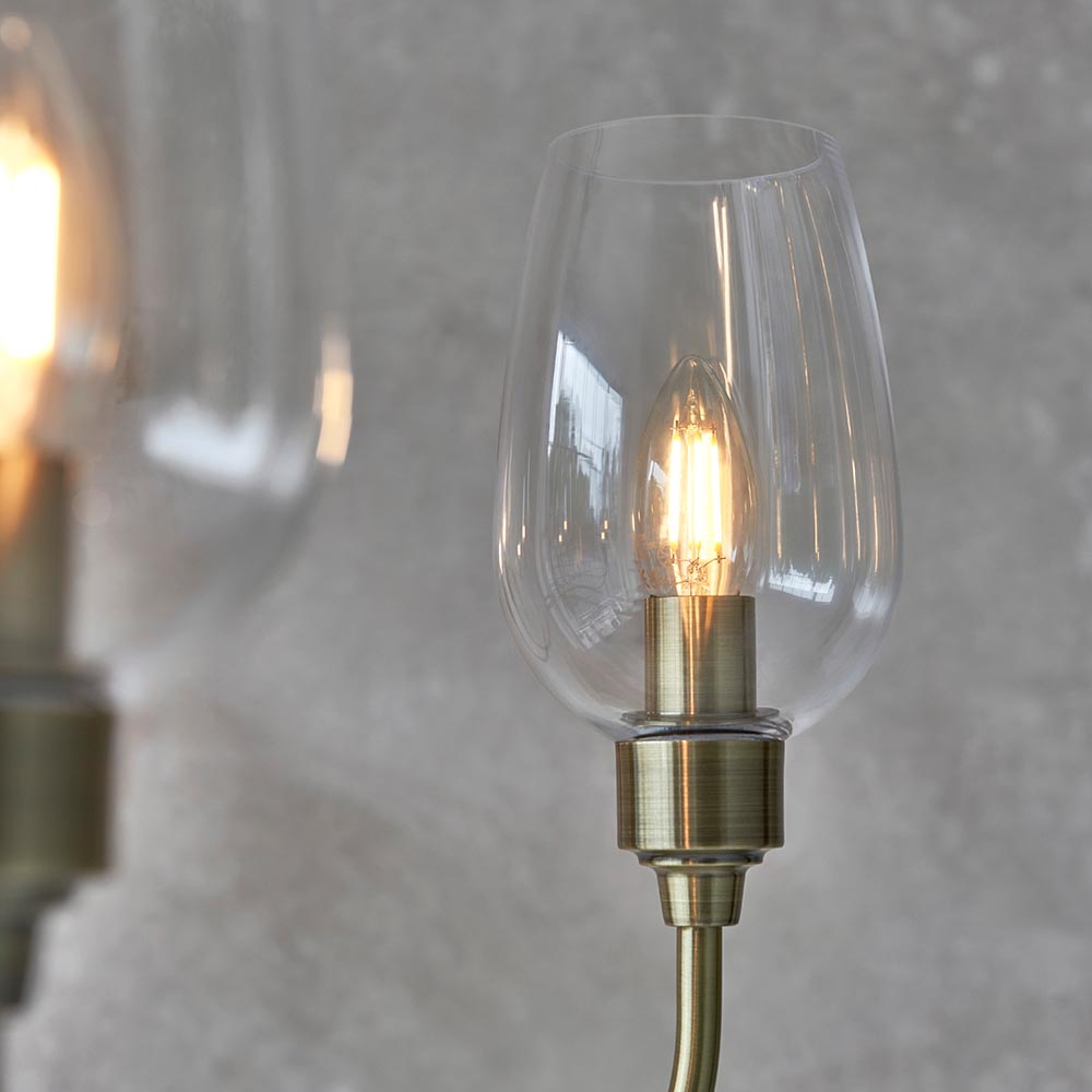 Bastrop 6 Lights Glass Pendant Ceiling Light In Antique Brass