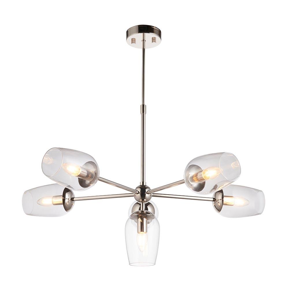 Bastrop Clear Glass Pendant Ceiling Light In Bright Nickel