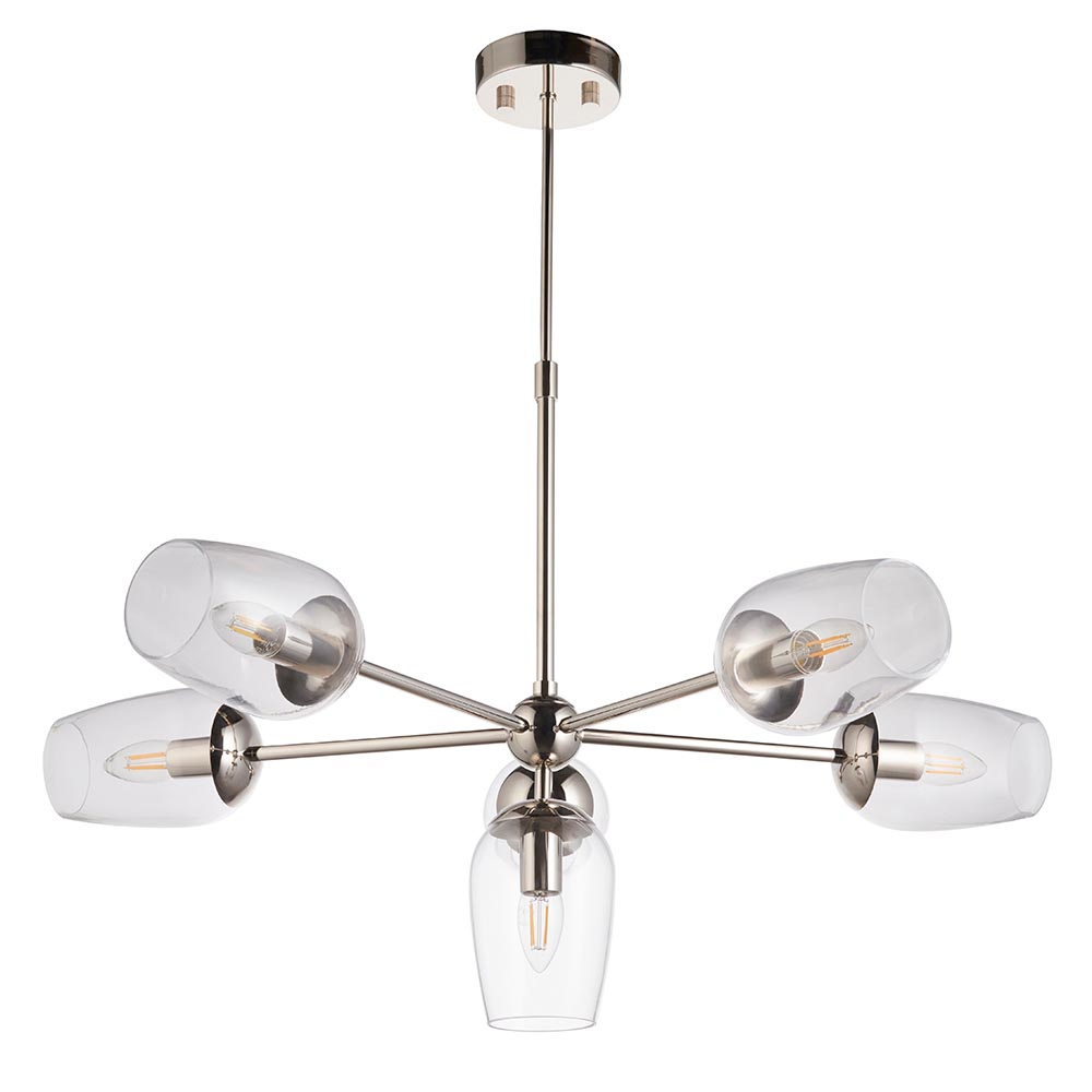 Bastrop Clear Glass Pendant Ceiling Light In Bright Nickel