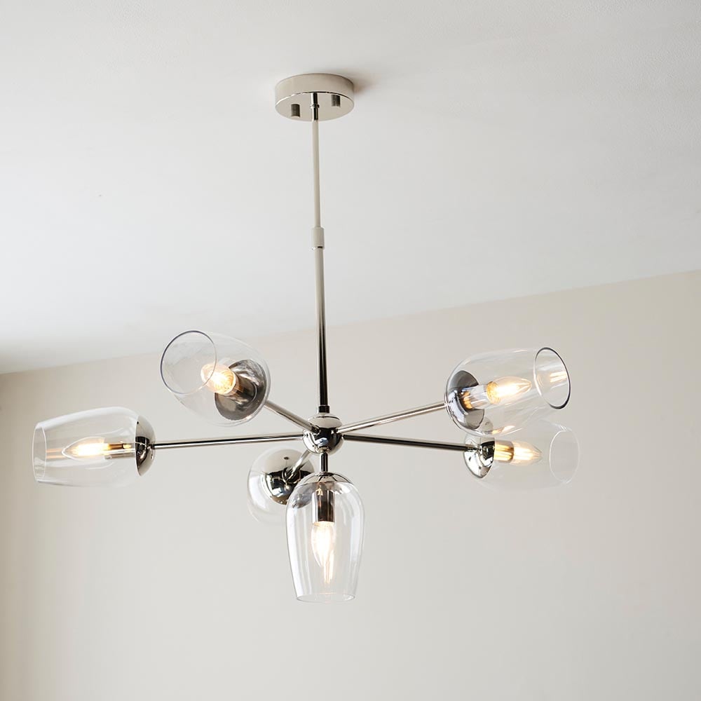 Read more about Bastrop clear glass pendant ceiling light in bright nickel