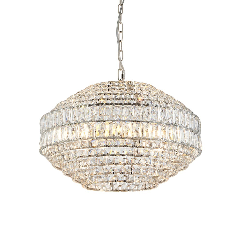 Bastrop Crystal Glass Pendant Ceiling Light In Chrome