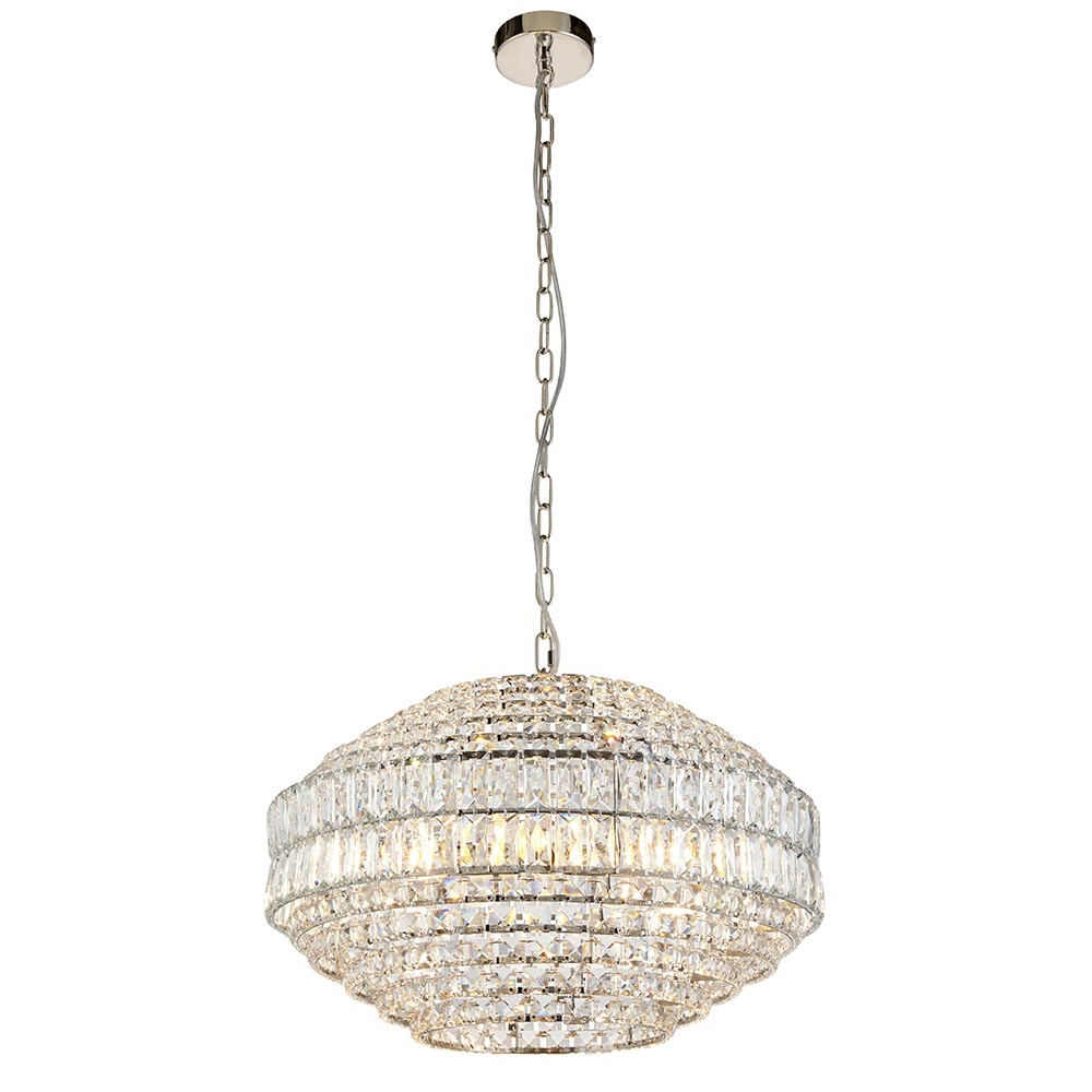 Bastrop Crystal Glass Pendant Ceiling Light In Chrome