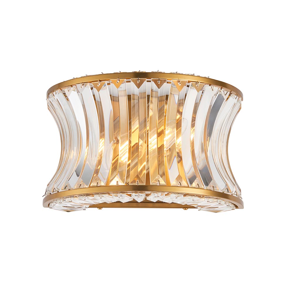 Bastrop Crystal Glass Wall Light In Brushed Brass