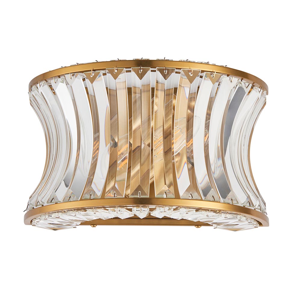 Bastrop Crystal Glass Wall Light In Brushed Brass