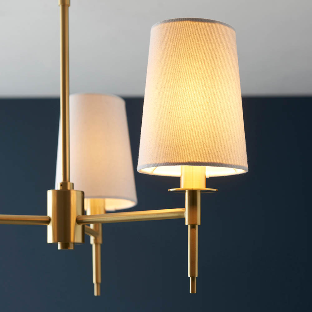 Bastrop Fabric Shades Pendant Ceiling Light In Brushed Satin Gold
