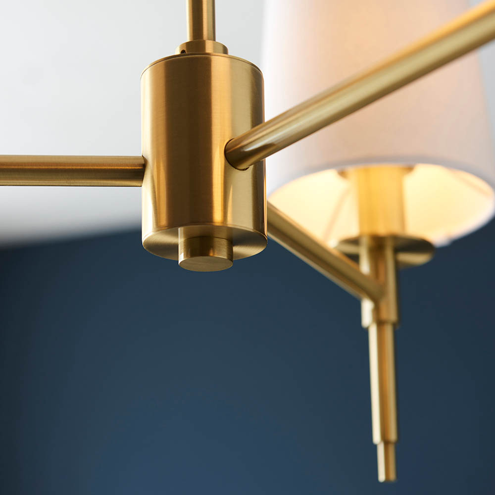 Bastrop Fabric Shades Pendant Ceiling Light In Brushed Satin Gold