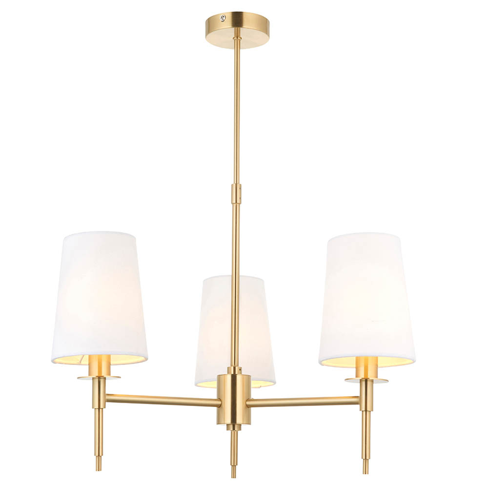 Bastrop Fabric Shades Pendant Ceiling Light In Brushed Satin Gold