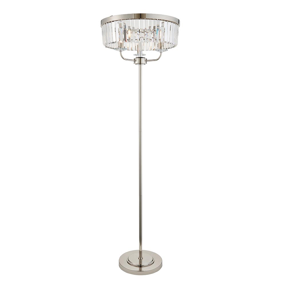 Bastrop Faceted Glass Floor Lamp In Bright Nickel