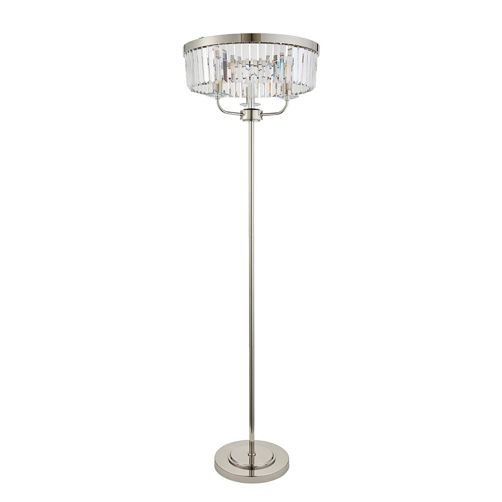 Bastrop Faceted Glass Floor Lamp In Bright Nickel
