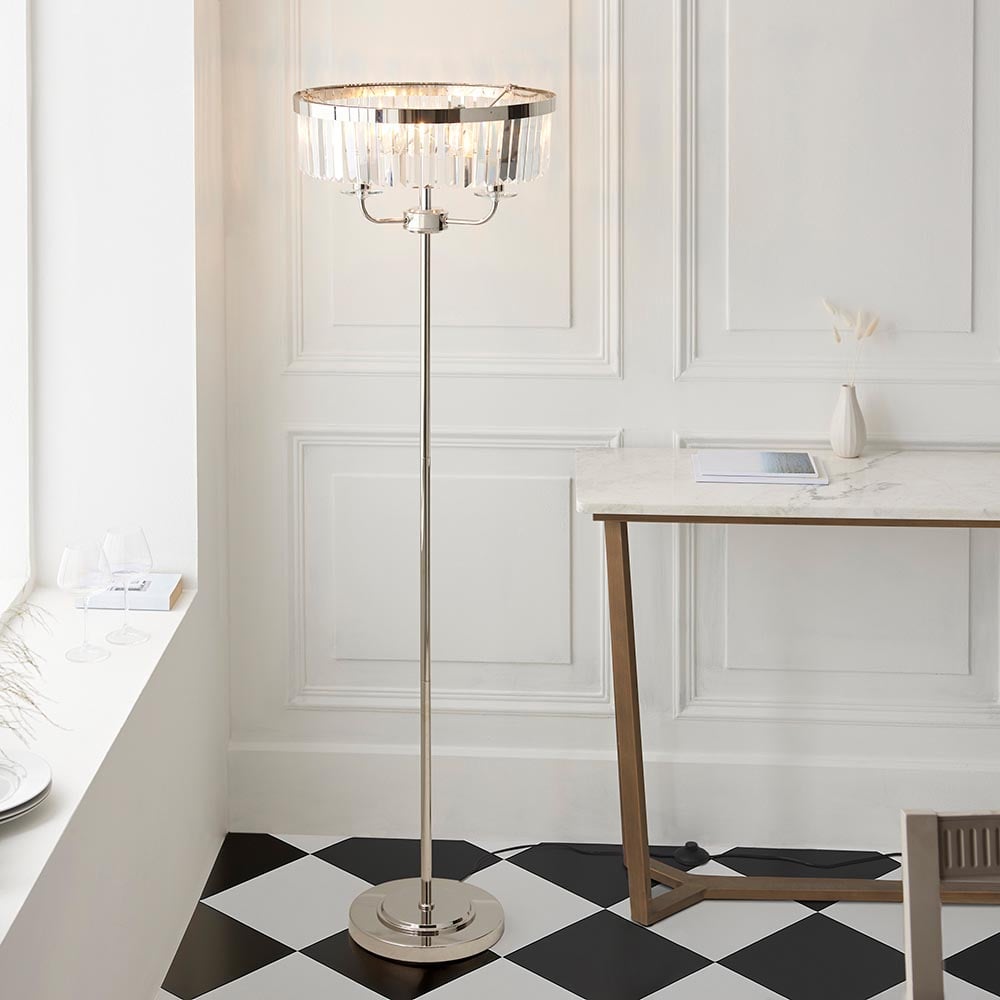 Read more about Bastrop faceted glass floor lamp in bright nickel