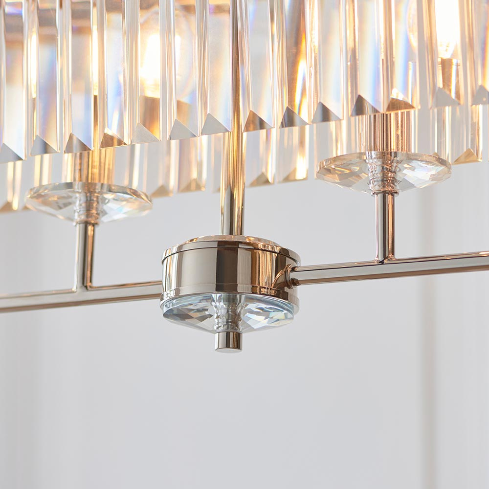 Bastrop Faceted Glass Pendant Ceiling Light In Bright Nickel