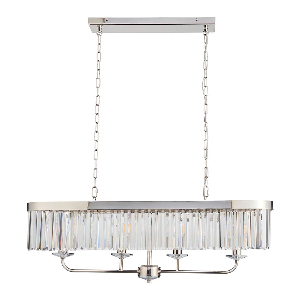 Bastrop Faceted Glass Pendant Ceiling Light In Bright Nickel