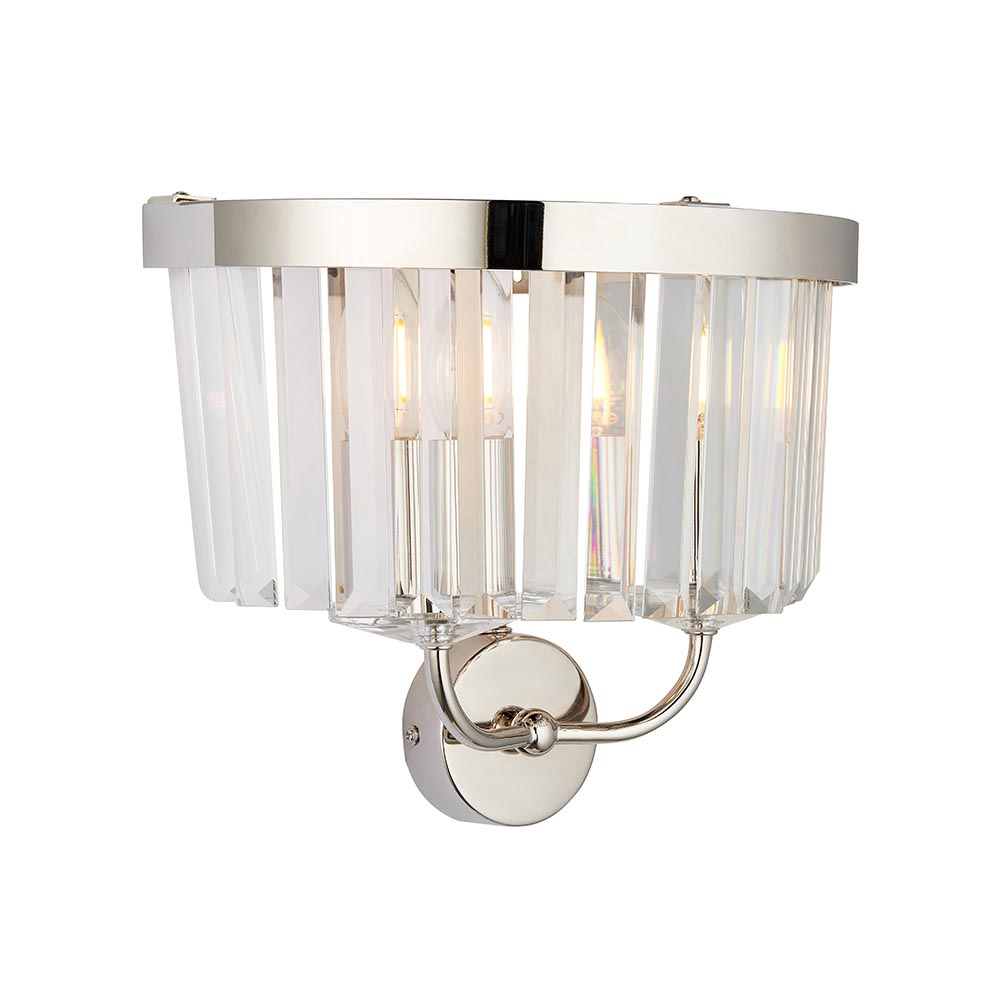 Bastrop Faceted Glass Wall Light In Bright Nickel
