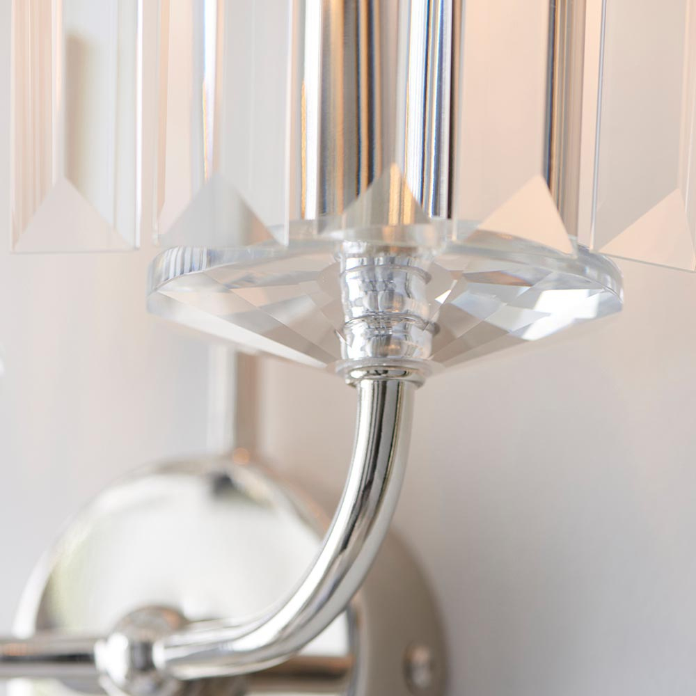 Bastrop Faceted Glass Wall Light In Bright Nickel