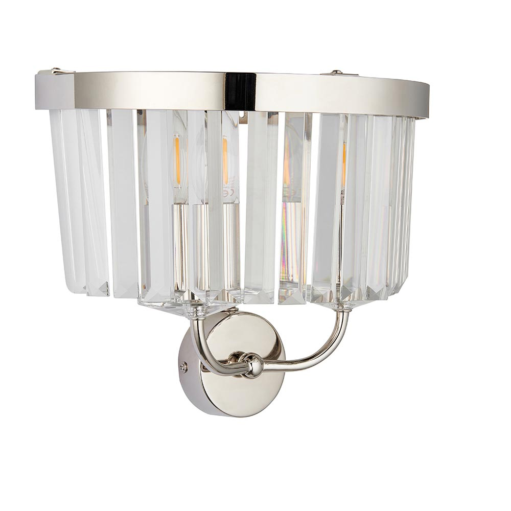 Bastrop Faceted Glass Wall Light In Bright Nickel