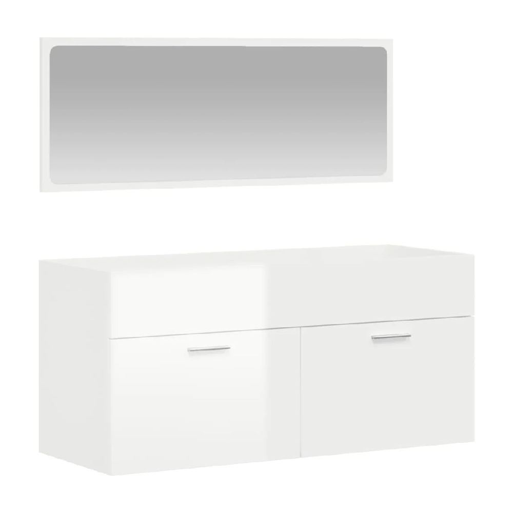 Bastrop High Gloss Bathroom Cabinet With Mirror In White