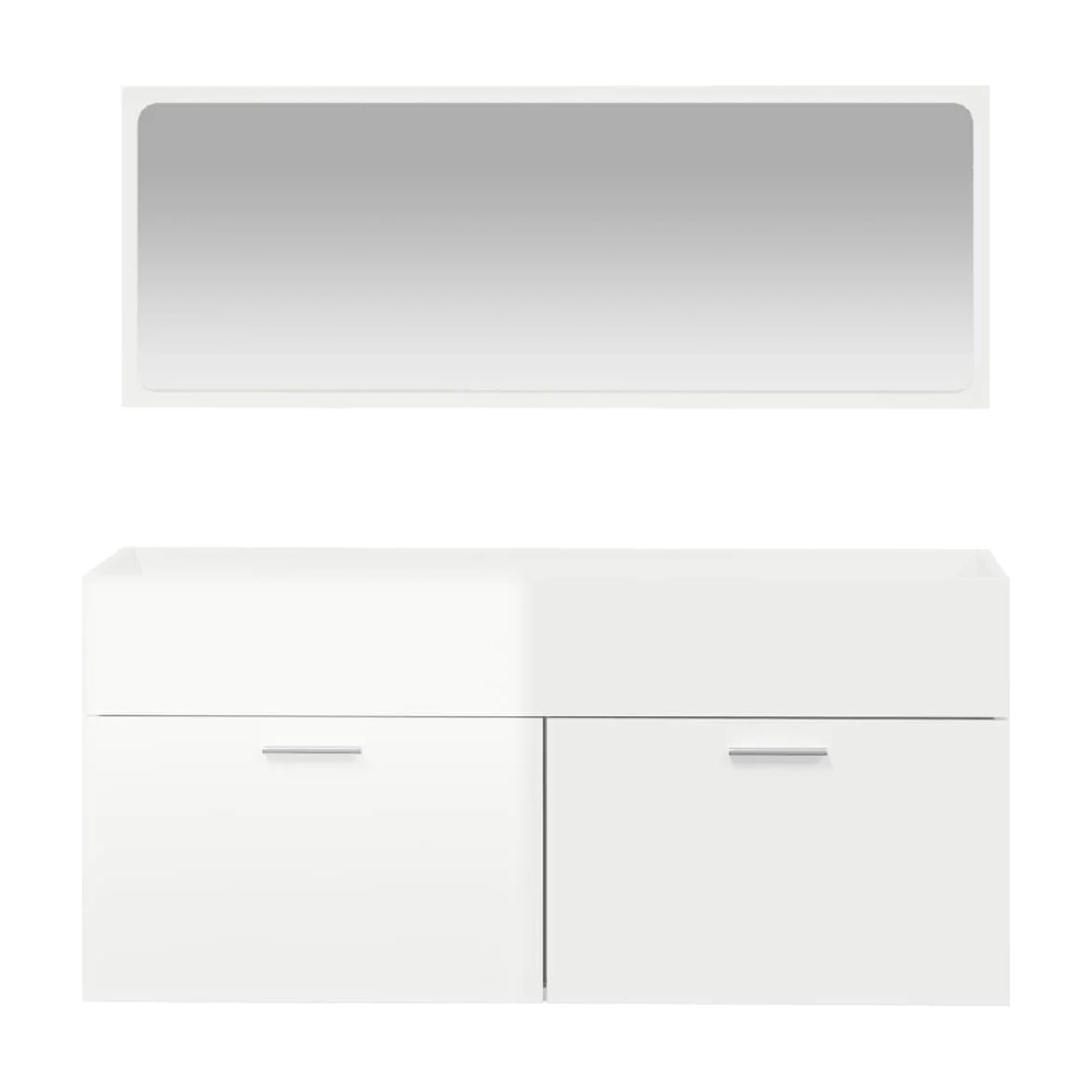 Bastrop High Gloss Bathroom Cabinet With Mirror In White