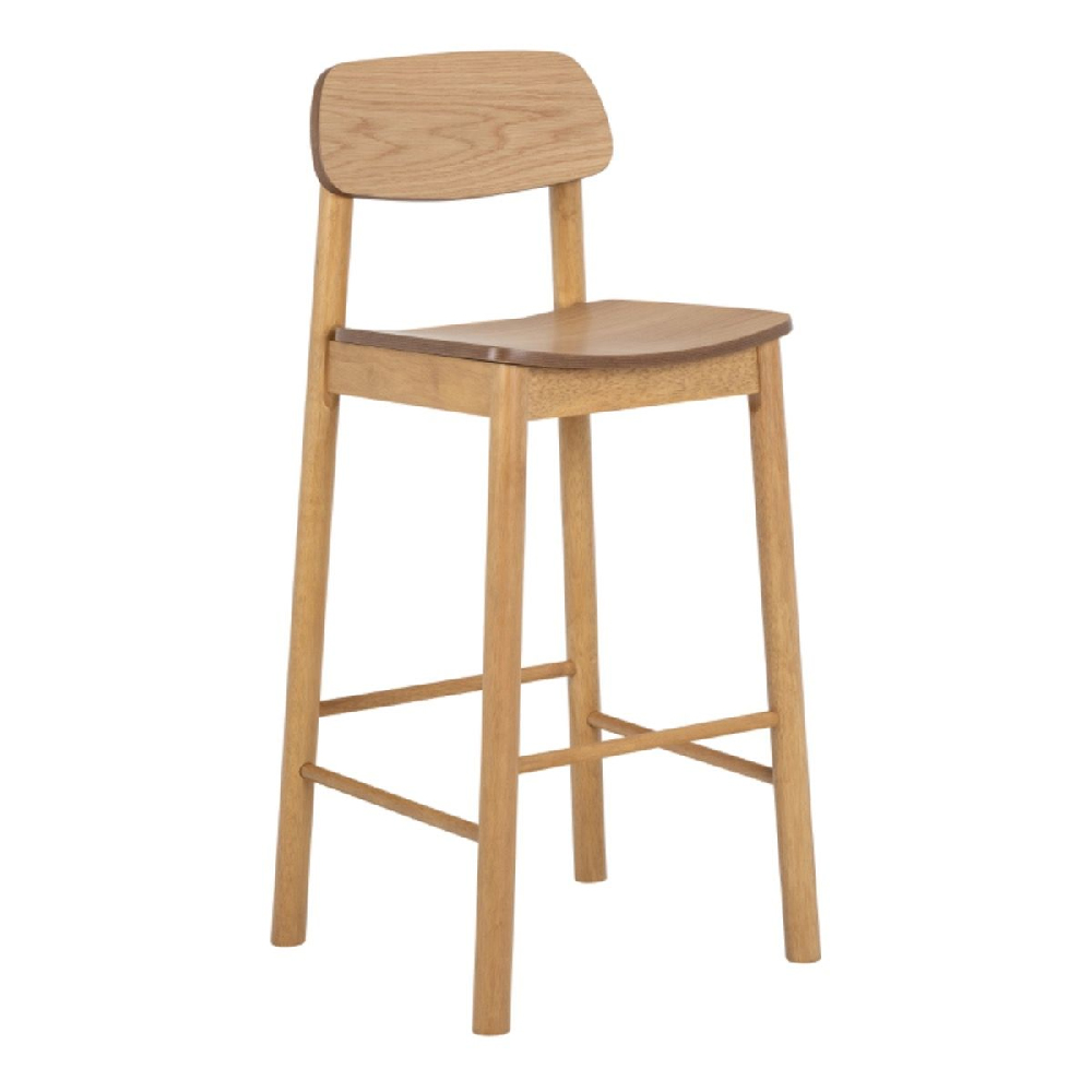 Bastrop Matt Oak Wooden Bar Stools In Pair