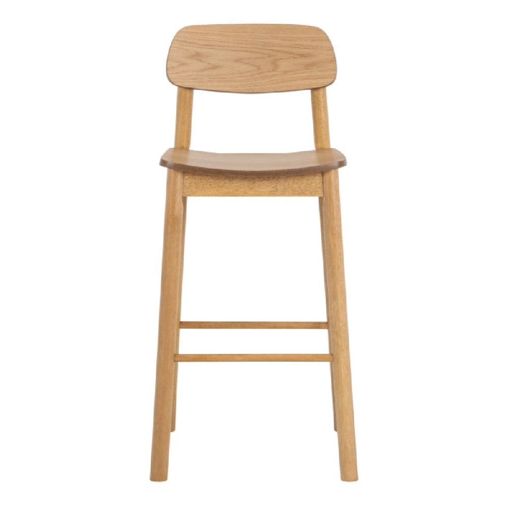 Bastrop Matt Oak Wooden Bar Stools In Pair