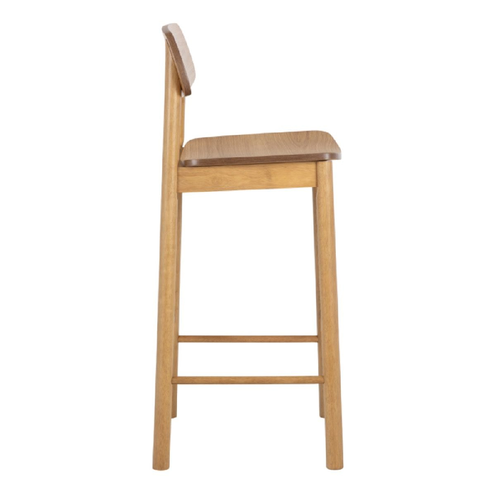 Bastrop Matt Oak Wooden Bar Stools In Pair