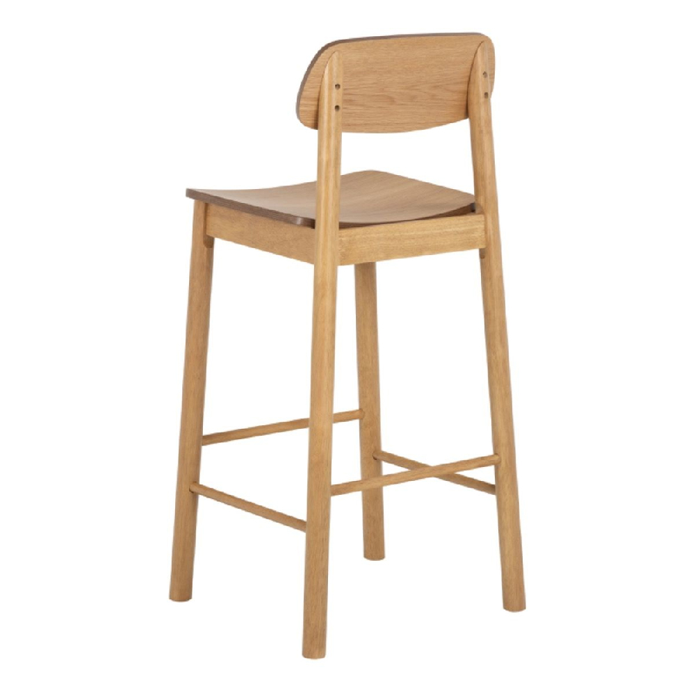 Bastrop Matt Oak Wooden Bar Stools In Pair