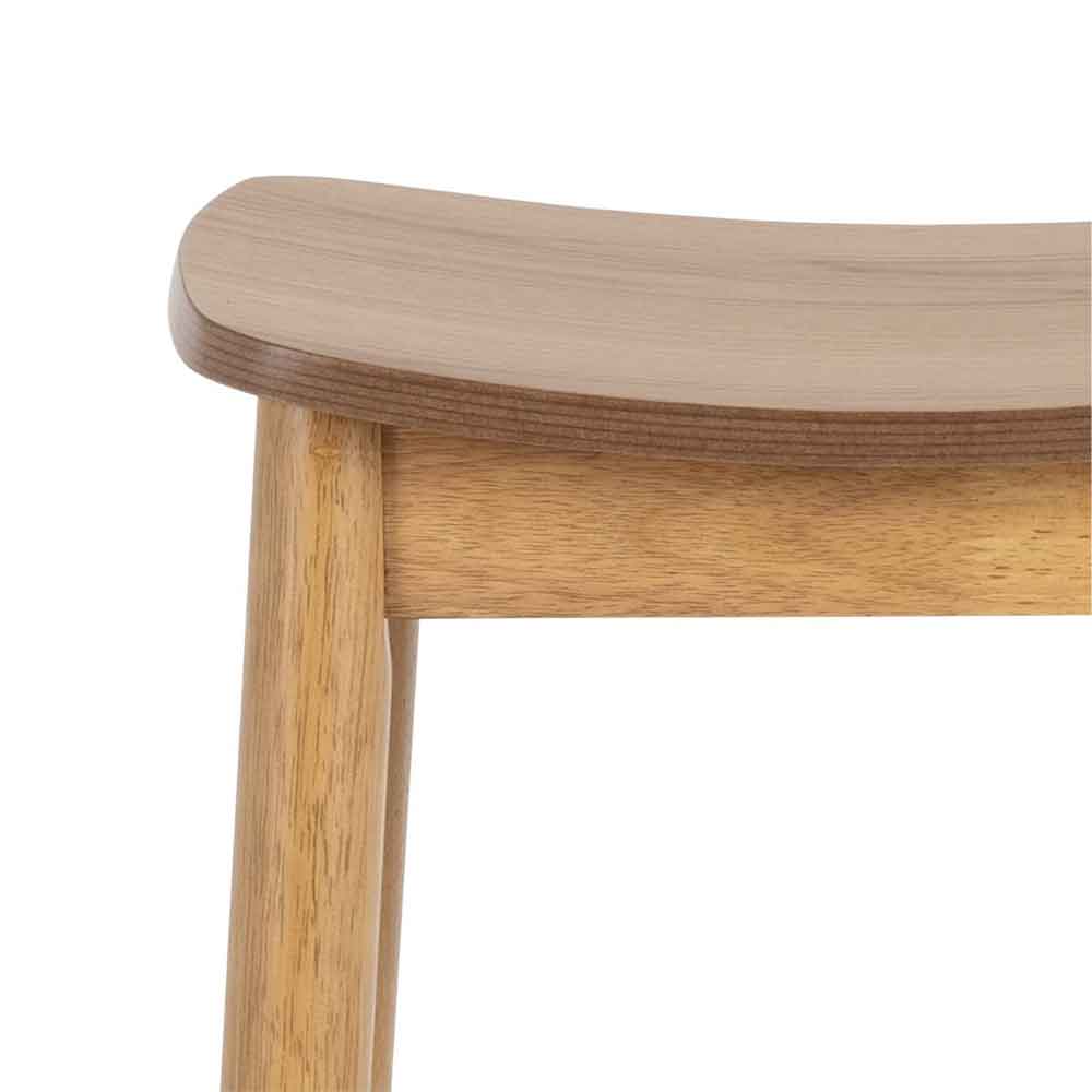 Bastrop Matt Oak Wooden Bar Stools Without Back In Pair