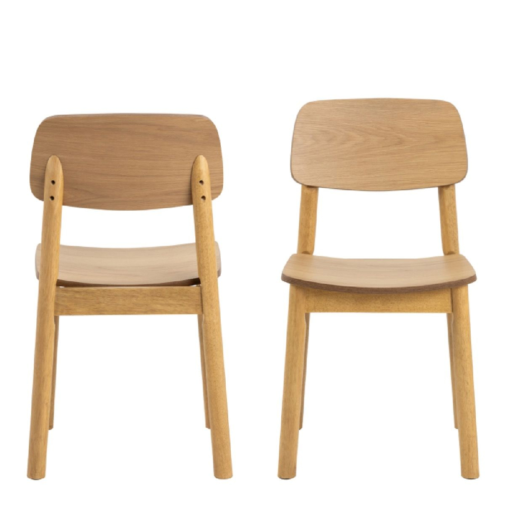 Bastrop Matt Oak Wooden Dining Chairs In Pair