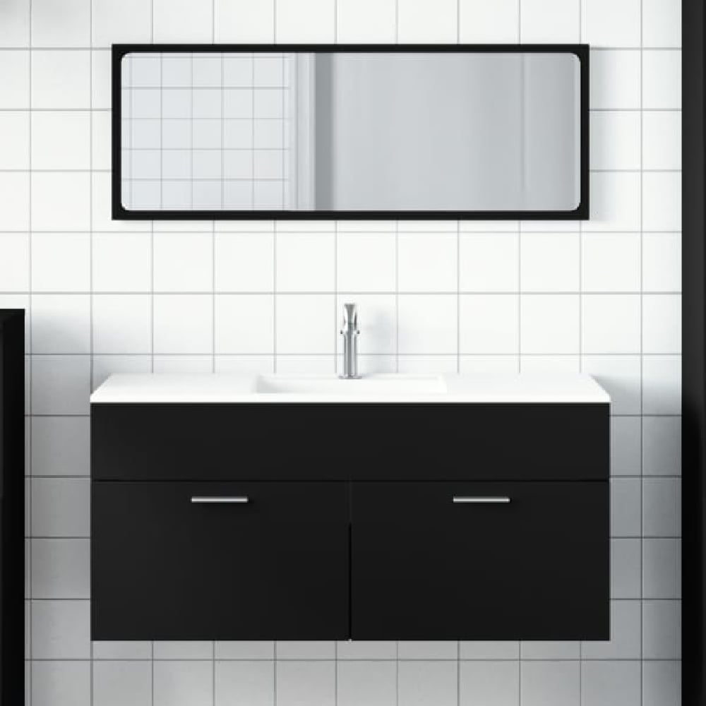 Read more about Bastrop wooden bathroom cabinet with mirror in black