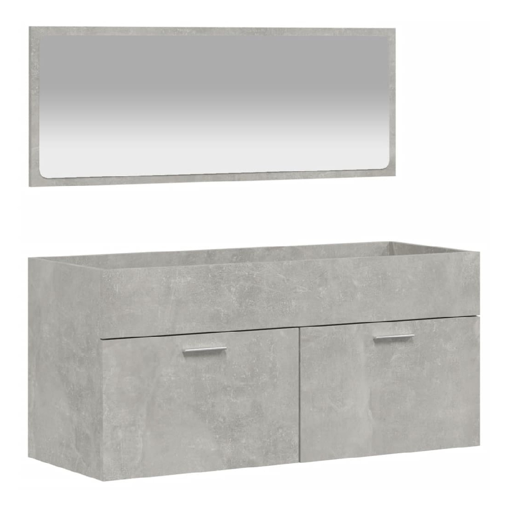 Bastrop Wooden Bathroom Cabinet With Mirror In Concrete Grey