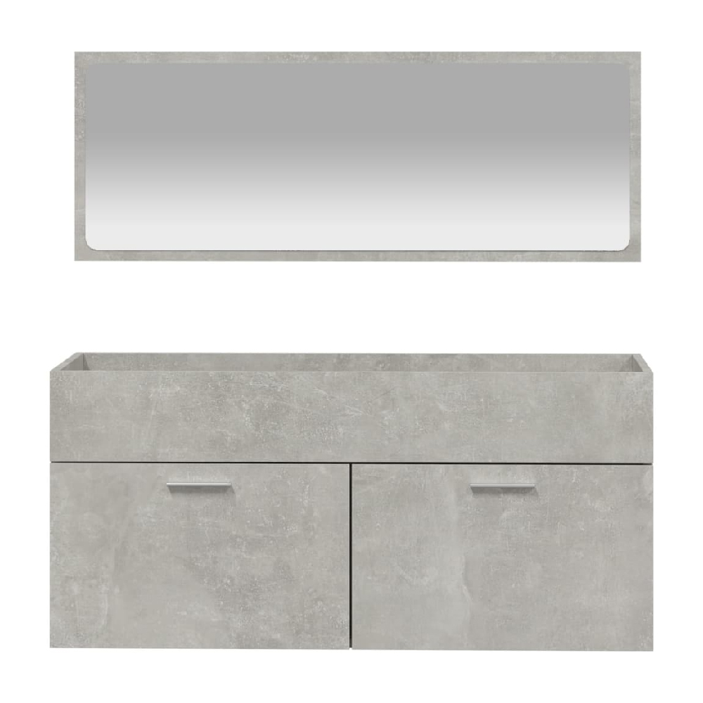 Bastrop Wooden Bathroom Cabinet With Mirror In Concrete Grey