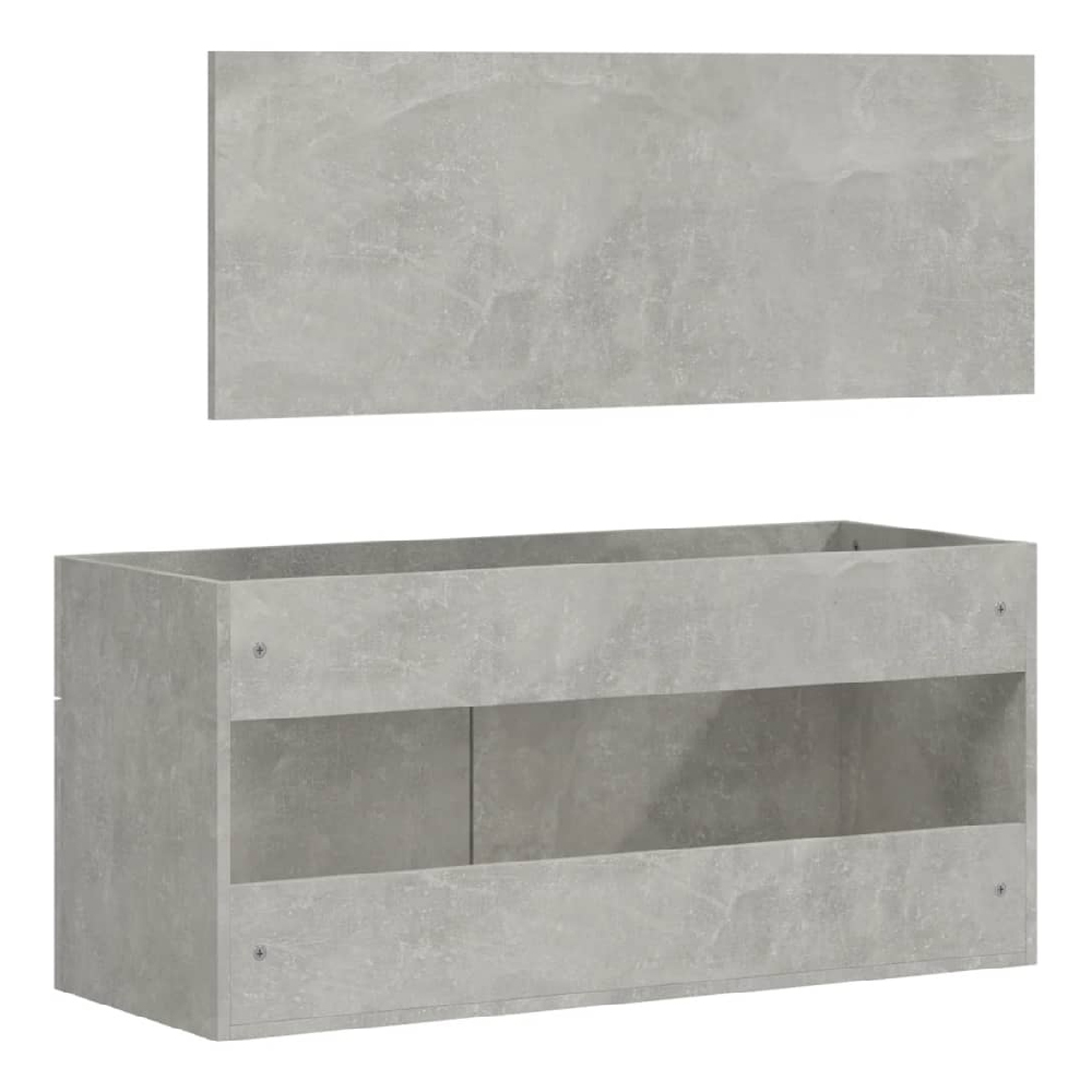Bastrop Wooden Bathroom Cabinet With Mirror In Concrete Grey
