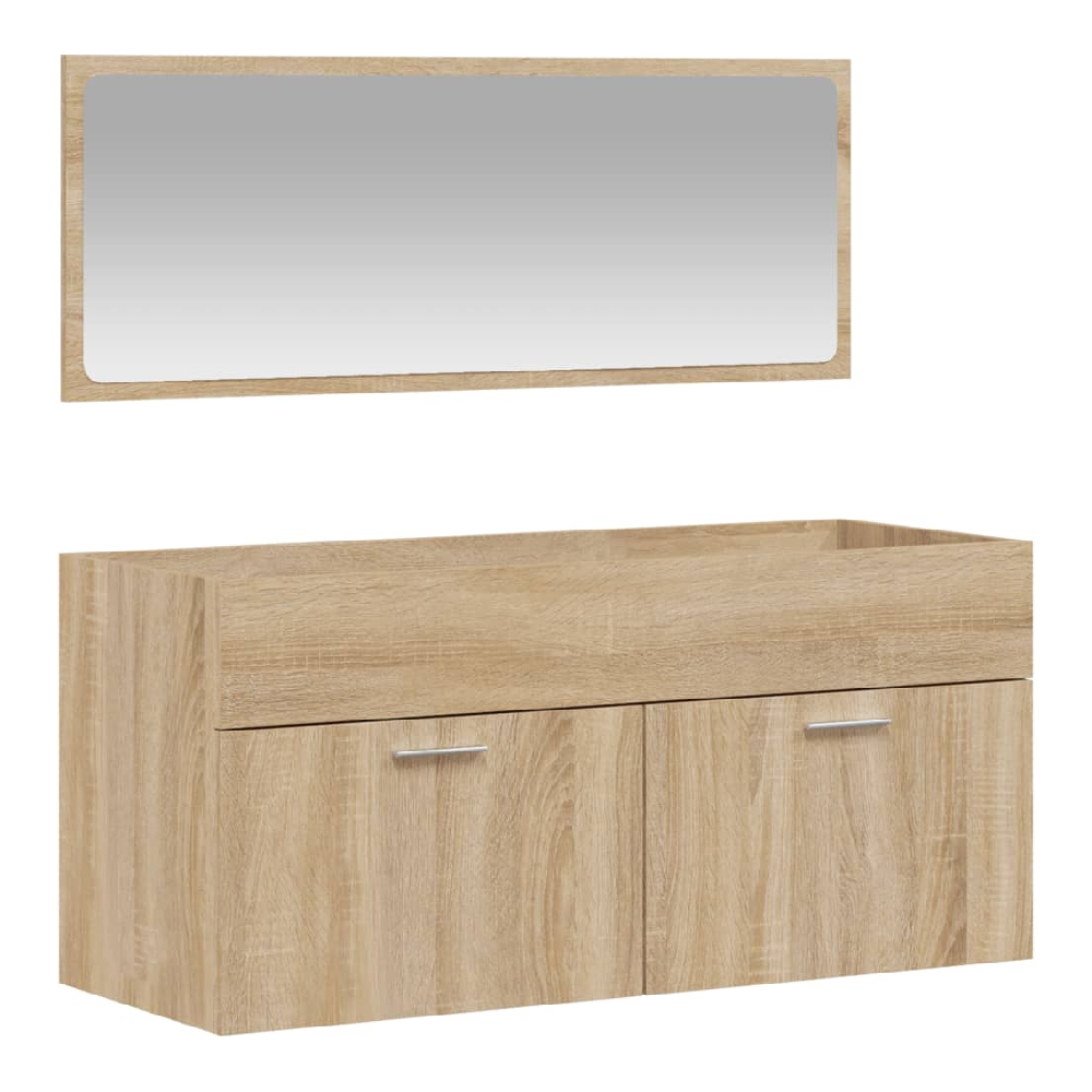 Bastrop Wooden Bathroom Cabinet With Mirror In Sonoma Oak