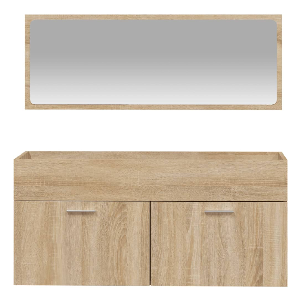 Bastrop Wooden Bathroom Cabinet With Mirror In Sonoma Oak