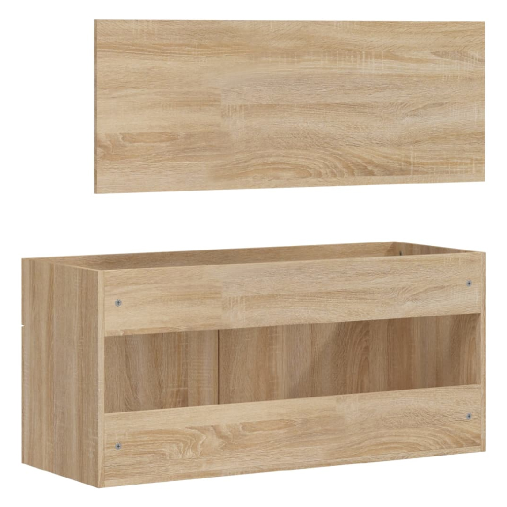 Bastrop Wooden Bathroom Cabinet With Mirror In Sonoma Oak