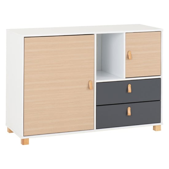 Read more about Batam sideboard 2 doors 2 drawers in oak effect and grey