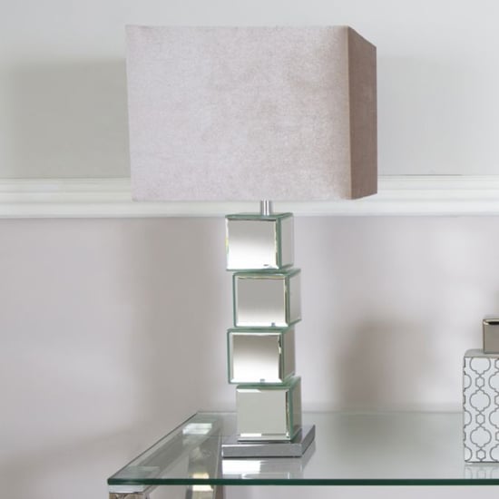 Batavia Champagne Shade Table Lamp With Mirrored Base Furniture in