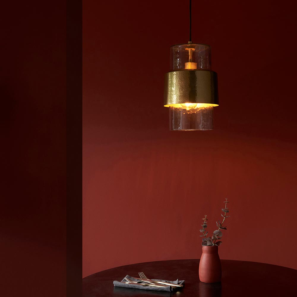Batavia Clear Glass Pendant Ceiling Light In Brass
