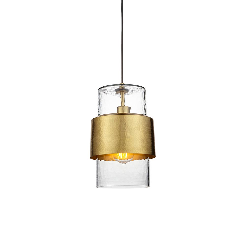 Batavia Clear Glass Pendant Ceiling Light In Brass