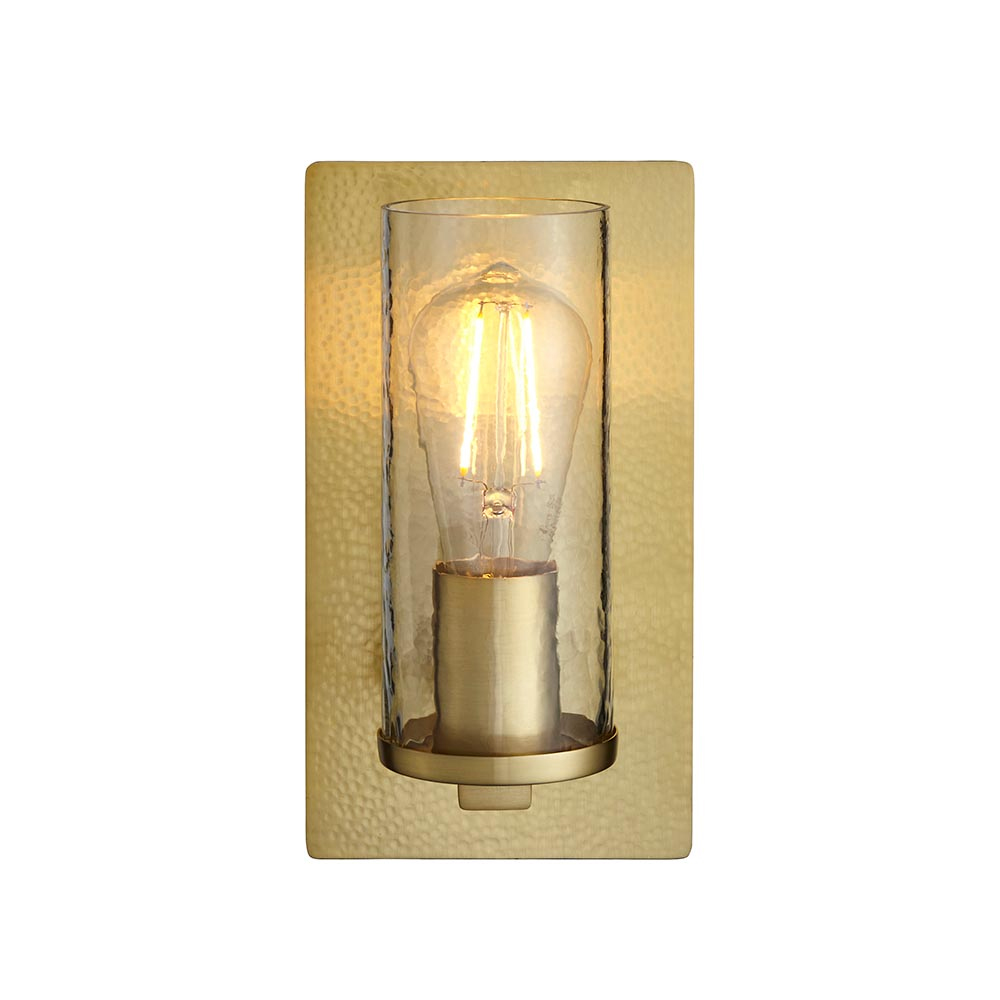 Batavia Textured Glass Wall Light In Brass