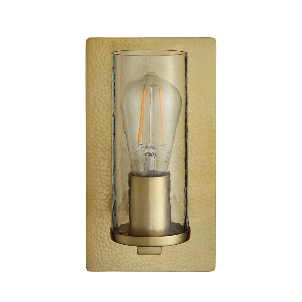 Batavia Textured Glass Wall Light In Brass