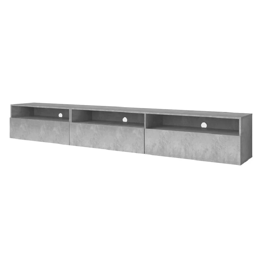 Batavia Wooden TV Stand With 4 Flip Doors In Concrete Grey