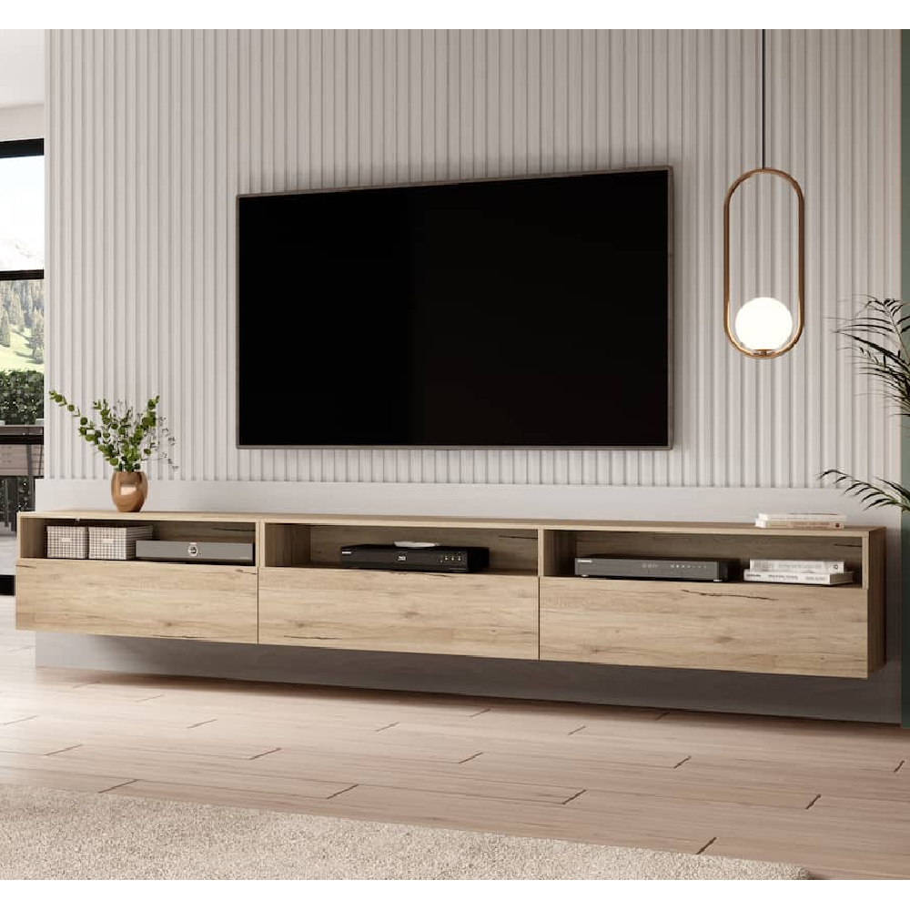 Batavia Wooden TV Stand With 4 Flip Doors In San Remo Oak