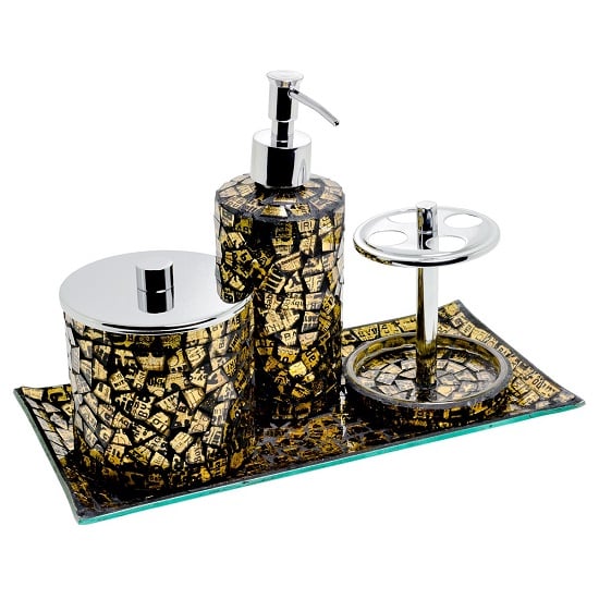 Perth Mosiac Glass Bathroom Set In Gold