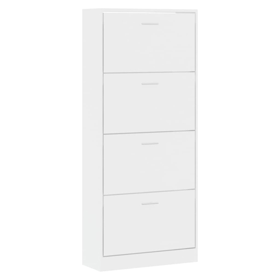 Oban High Gloss Shoe Storage Cabinet With 4 Flaps In White