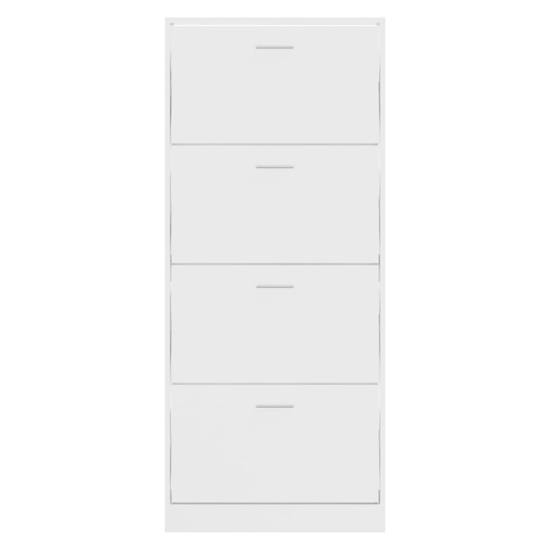 Oban High Gloss Shoe Storage Cabinet With 4 Flaps In White