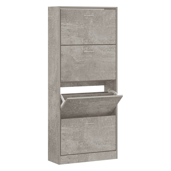 Oban Shoe Storage Cabinet With 4 Flaps In Concrete Effect