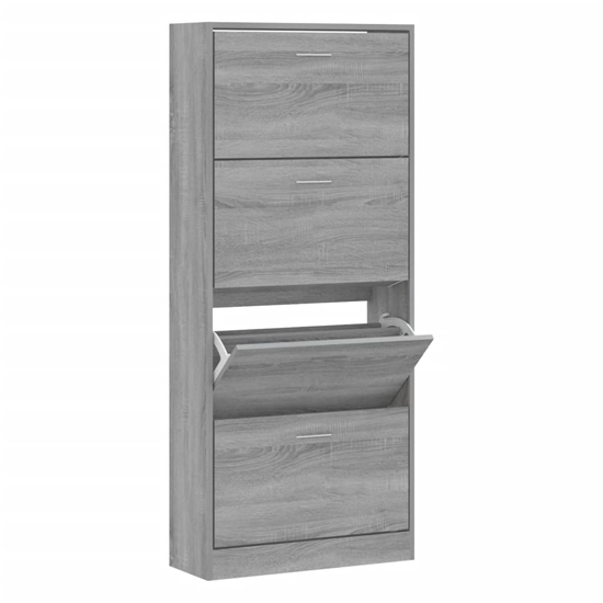 Oban Shoe Storage Cabinet With 4 Flaps In Grey Sonoma Oak